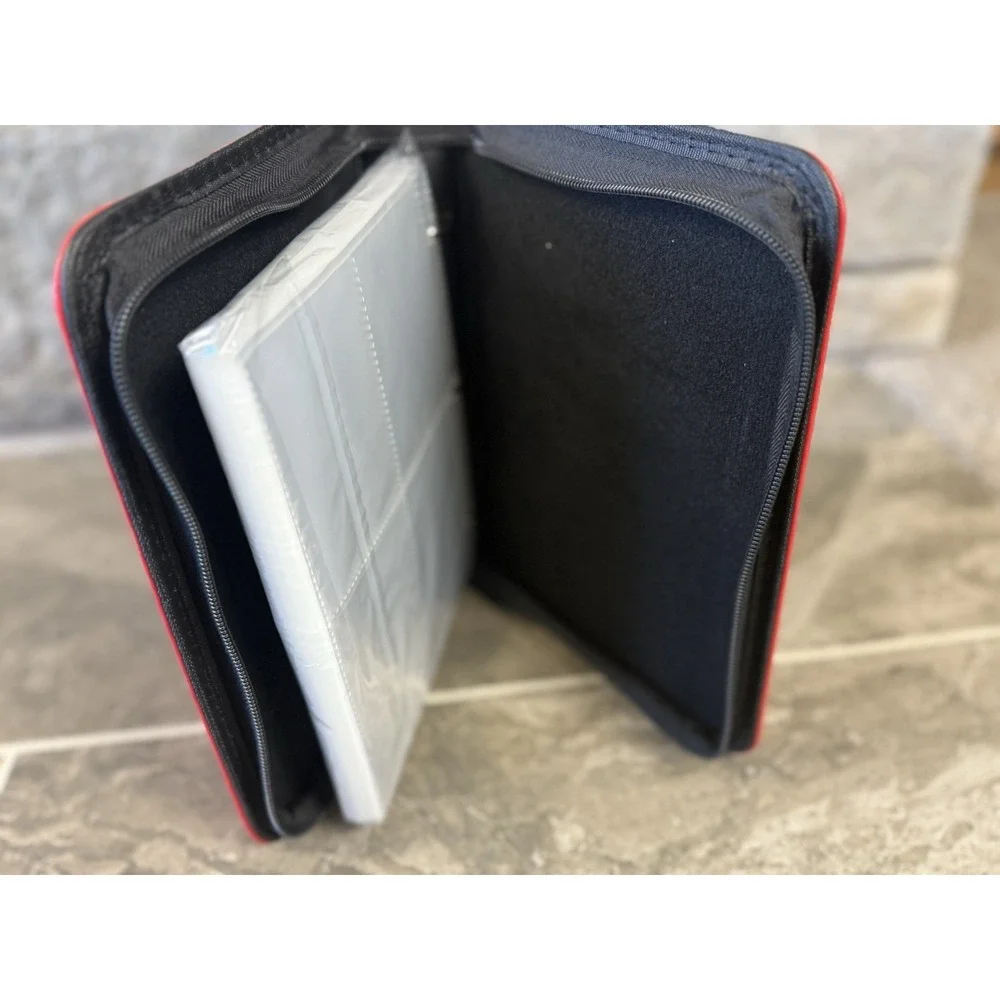 Premium Red Pokéball Lightning Bolt Trading Card Binder TCG Zipper Album Pokémon